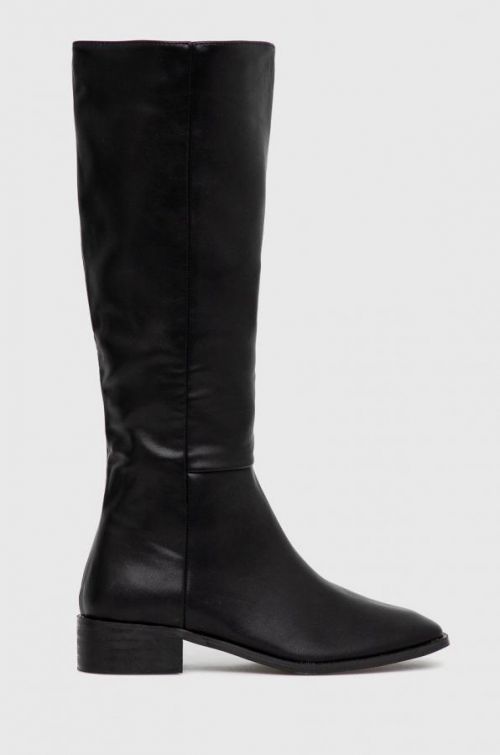 Vysoké čižmy Answear Lab dámske, čierna farba, na plochom podpätku