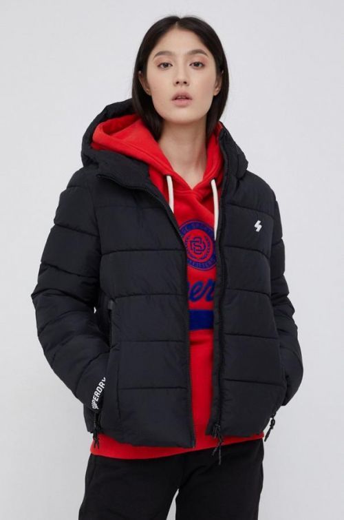 Bunda Superdry dámska, čierna farba, zimná