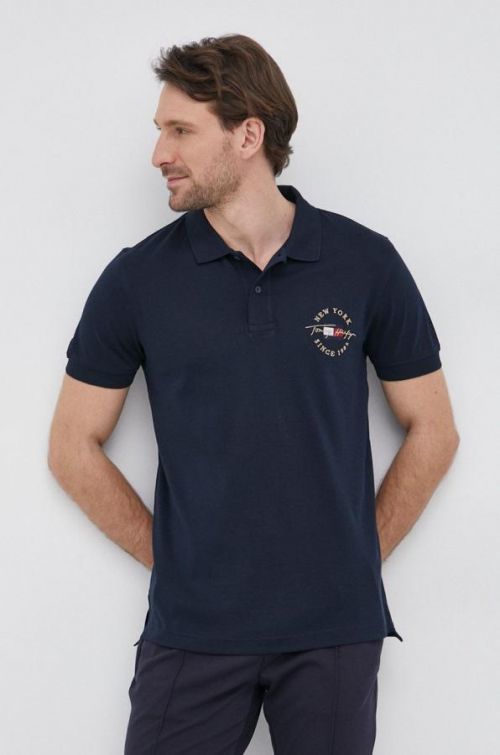 Bavlnené polo tričko Tommy Hilfiger tmavomodrá farba, jednofarebné