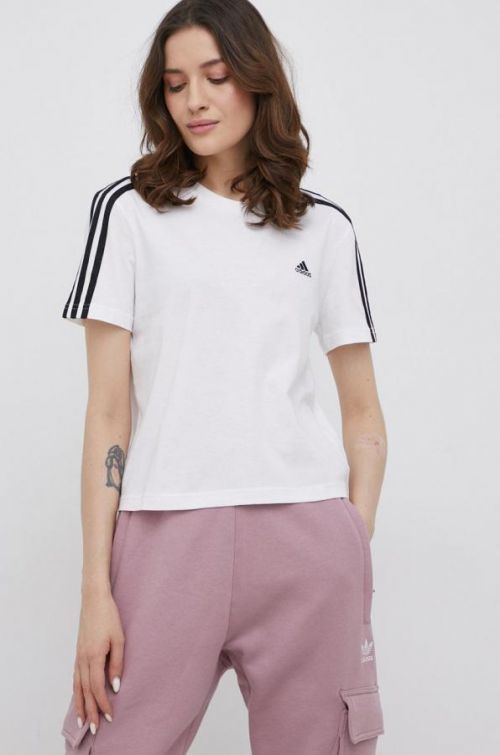 Bavlnené tričko adidas biela farba,