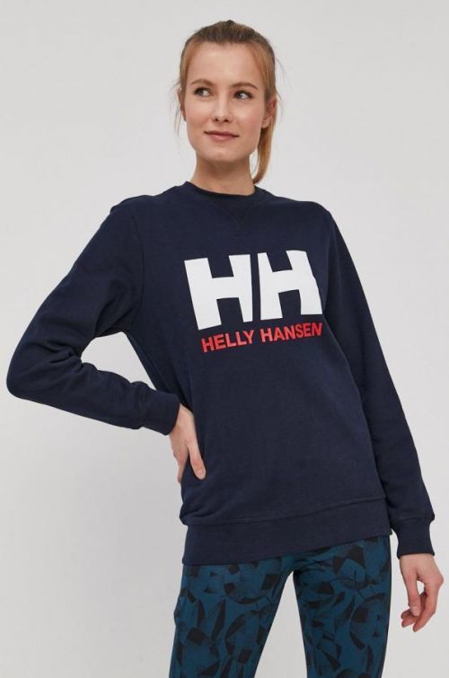 Mikina Helly Hansen dámska, tmavomodrá farba, s potlačou