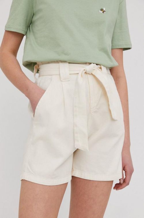 Šortky Answear Lab dámske, biela farba, jednofarebné, vysoký pás