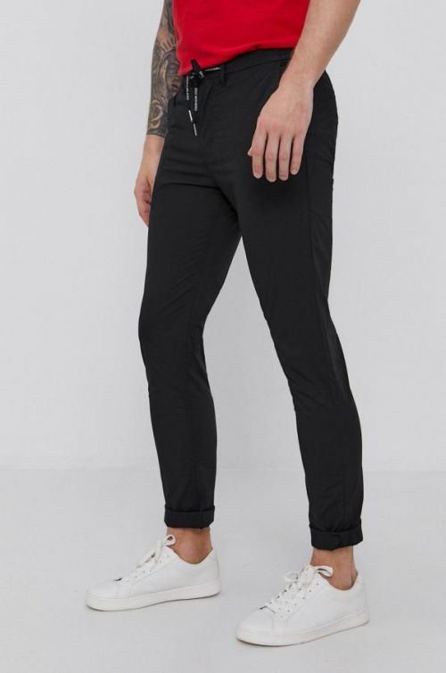 Nohavice Calvin Klein Jeans pánske, čierna farba, rovné