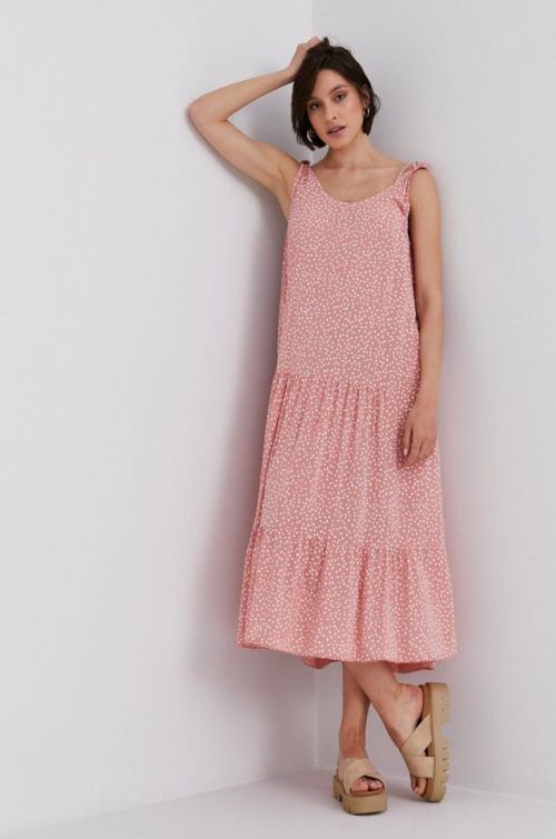 Šaty Answear Lab ružová farba, midi, áčkový strih