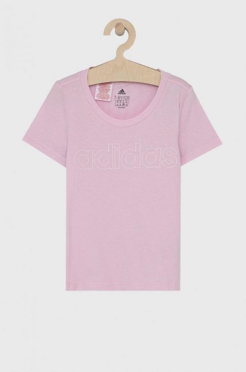 Detské bavlnené tričko adidas ružová farba