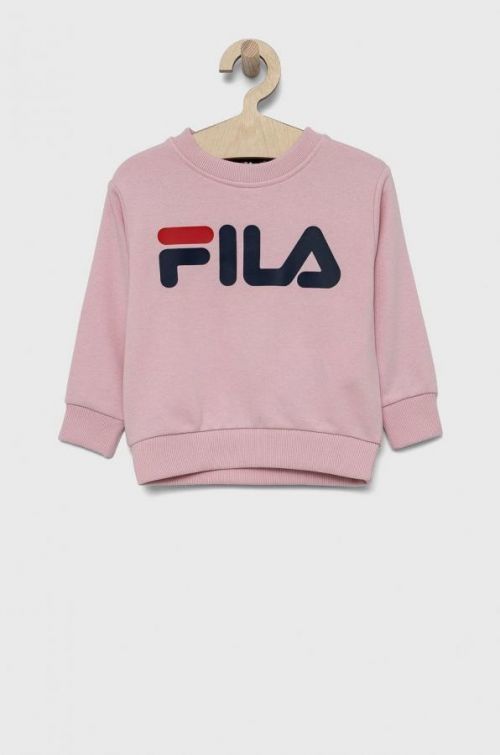 Detská mikina Fila ružová farba, s potlačou