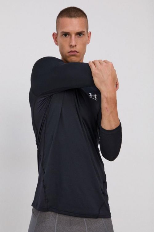 Tričko s dlhým rukávom Under Armour pánske, čierna farba, s potlačou
