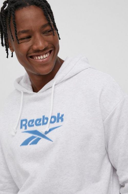 Bavlnená mikina Reebok Classic šedá farba, s nášivkou