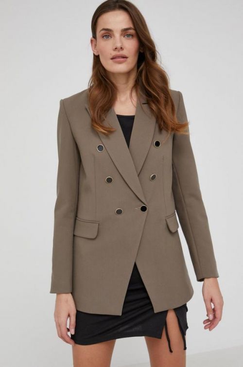 Sako Answear Lab zelená farba, jednoradová, jednofarebná