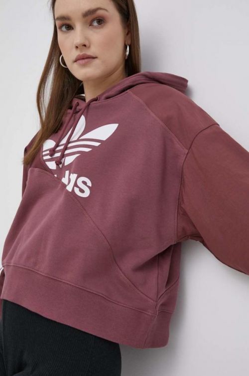 Bavlnená mikina adidas Originals dámska, ružová farba, s potlačou