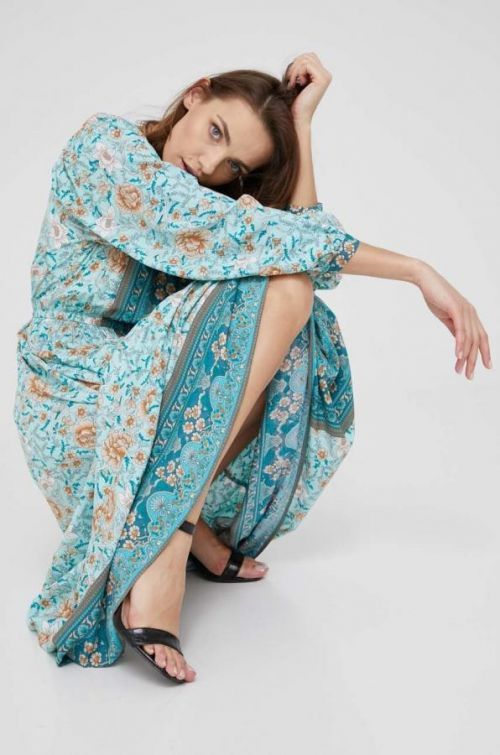 Šaty Answear Lab tyrkysová farba, maxi, áčkový strih