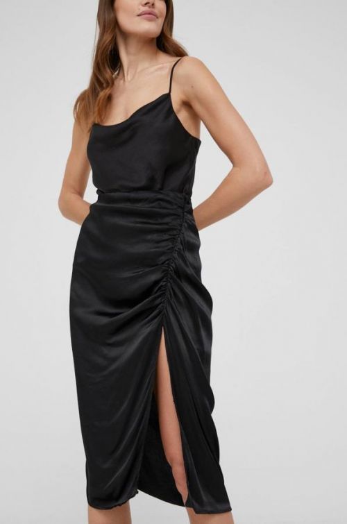 Sukňa Answear Lab čierna farba, midi, rovný strih