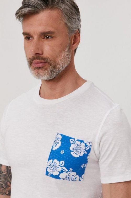 Tričko Guess pánske, biela farba, s potlačou