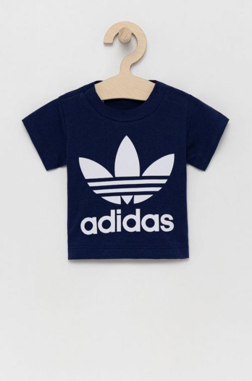 Detské bavlnené tričko adidas Originals tmavomodrá farba, s potlačou