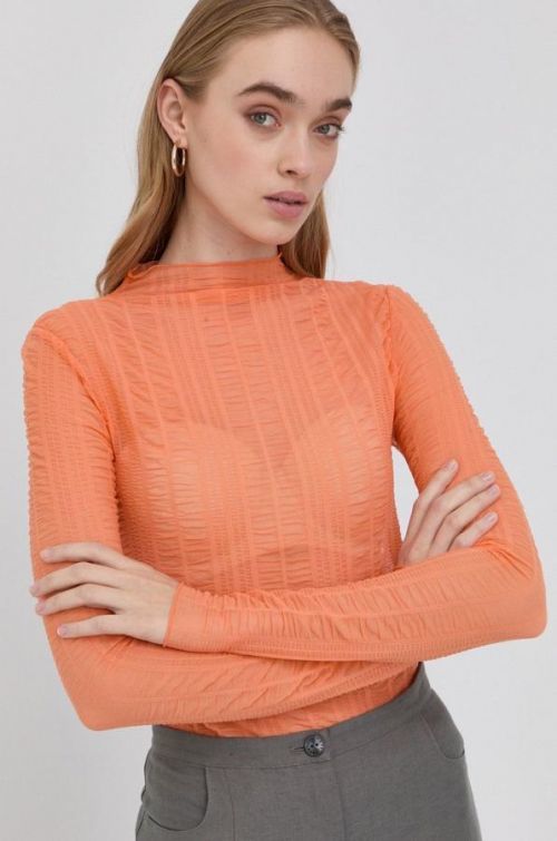 Tričko s dlhým rukávom Patrizia Pepe dámske, oranžová farba