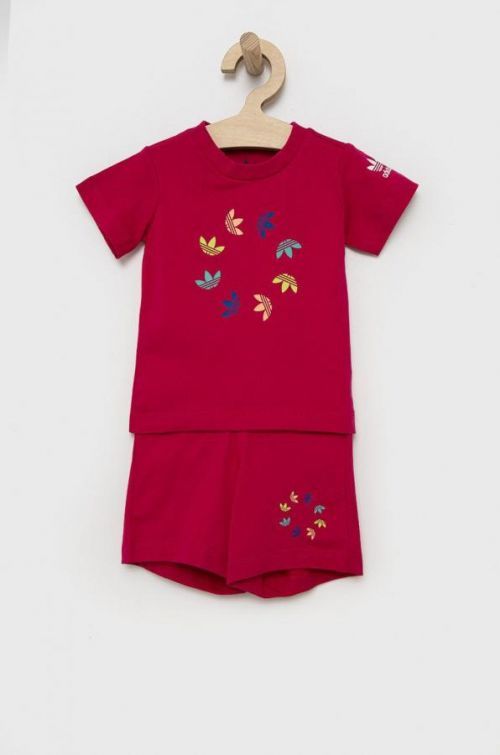 Detská bavlnená súprava adidas Originals ružová farba
