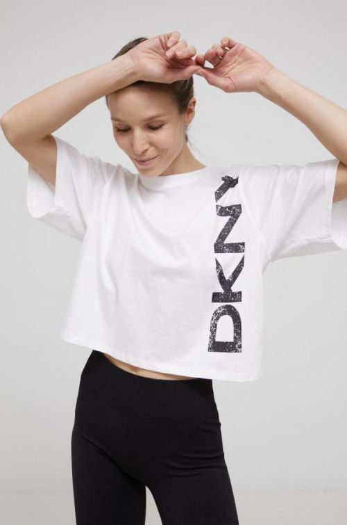 Bavlnené tričko Dkny biela farba,