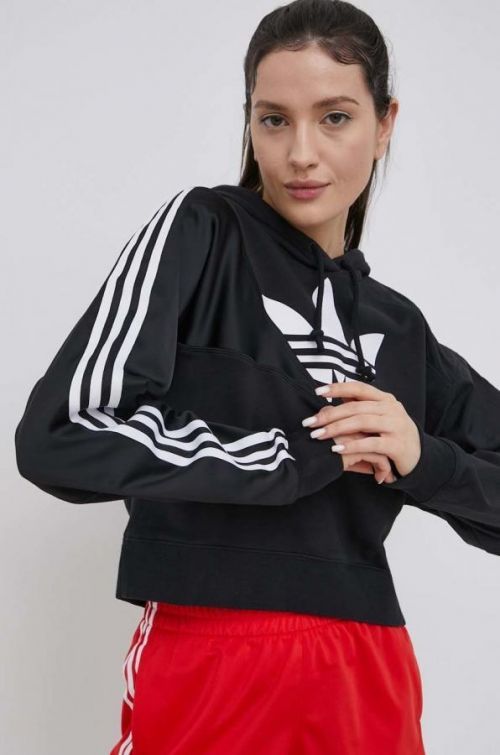 Mikina adidas Originals Adicolor dámska, čierna farba, s potlačou