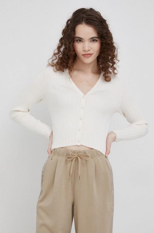 Kardigán Calvin Klein Jeans dámsky, béžová farba, tenký