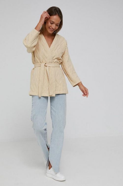 Sako Answear Lab béžová farba, bez zapínania, vzorovaná