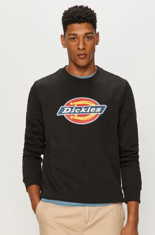 Mikina Dickies pánska, čierna farba, s potlačou