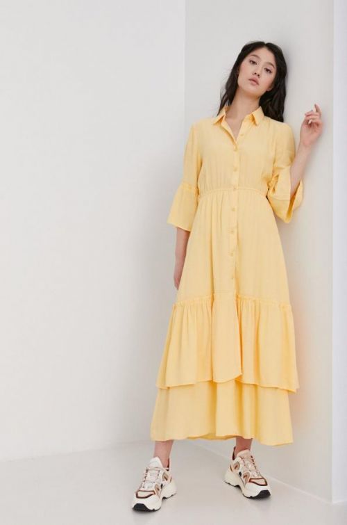 Šaty Answear Lab žltá farba, maxi, áčkový strih