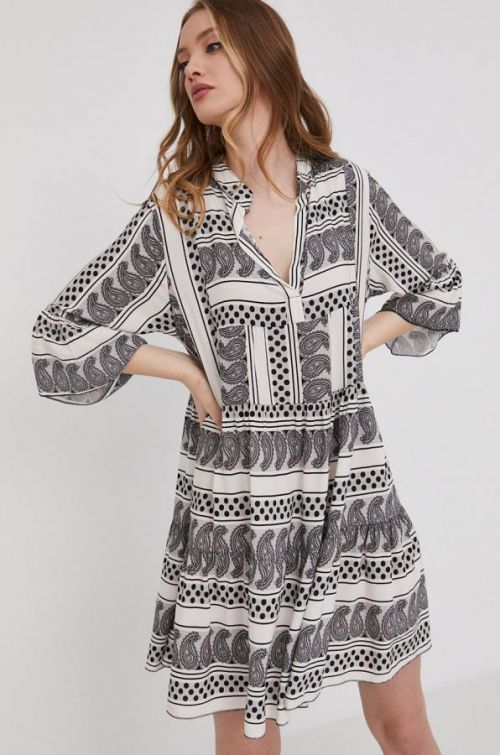 Šaty Answear Lab biela farba, mini, áčkový strih