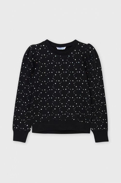 Detská mikina Mayoral čierna farba, s nášivkou