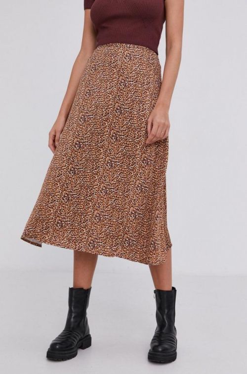 Sukňa Answear Lab hnedá farba, midi, áčkový strih