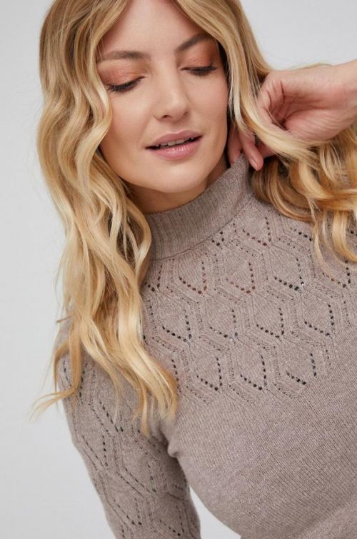 Sveter Answear Lab dámsky, béžová farba, s polorolákom