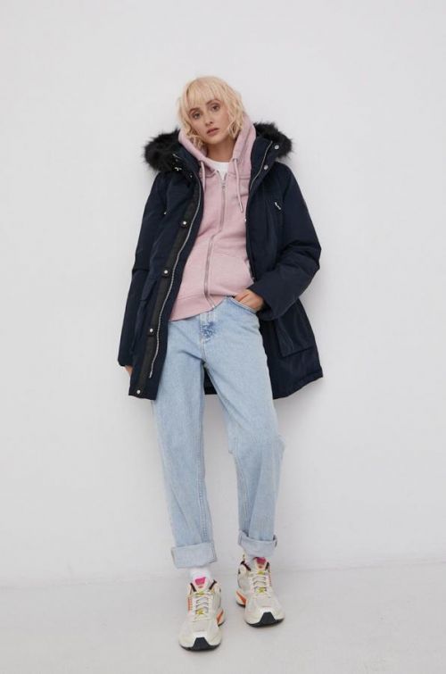 Páperová bunda Superdry dámska, tmavomodrá farba, zimná