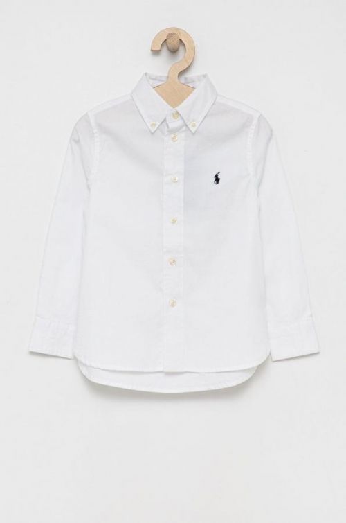 Detská bavlnená košeľa Polo Ralph Lauren biela farba
