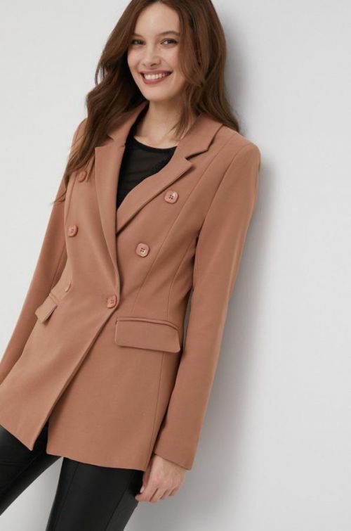 Sako Answear Lab hnedá farba, dvojradová, jednofarebná