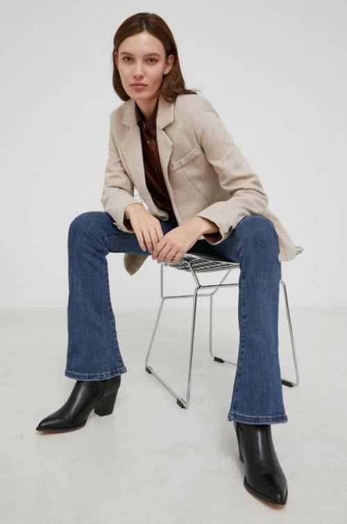 Sako Answear Lab béžová farba, jednoradová, vzorovaná