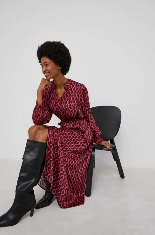 Šaty Answear Lab ružová farba, midi, rovný strih