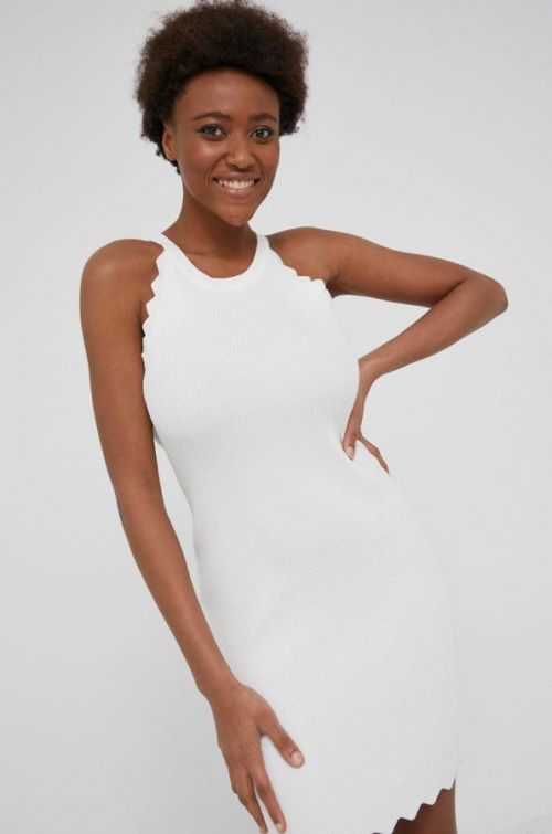 Šaty Answear Lab biela farba, mini, priliehavá