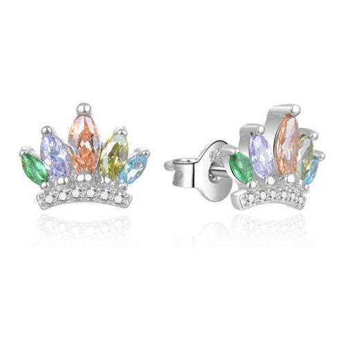 MOISS Trblietavé strieborné náušnice Koruna E0002335