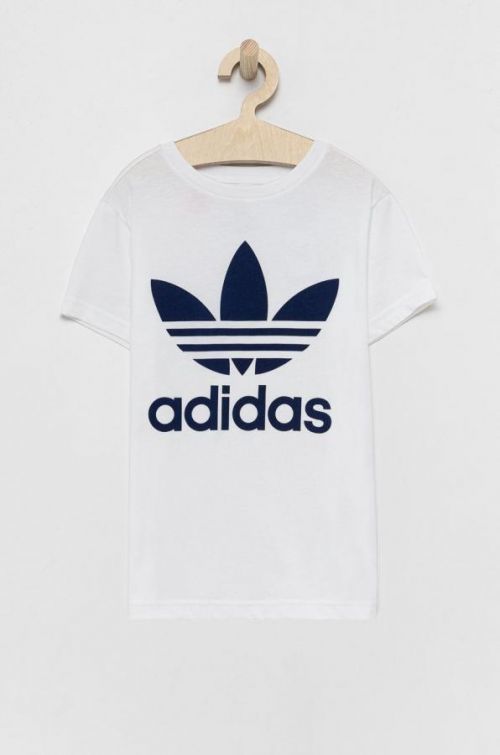 Detské bavlnené tričko adidas Originals biela farba, s potlačou