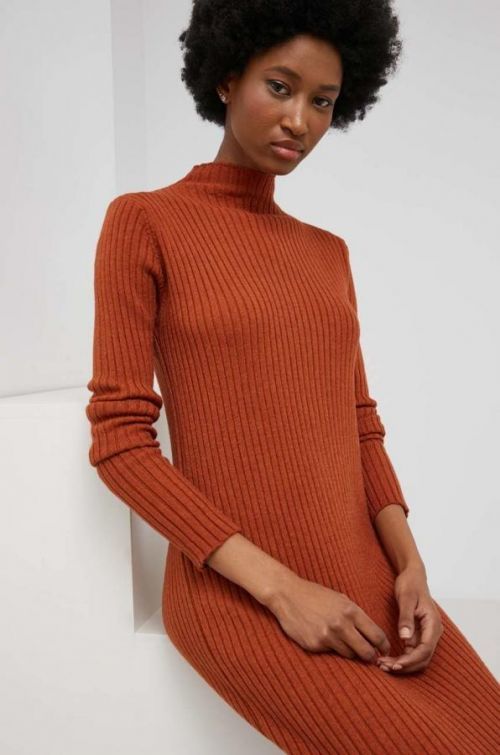 Šaty Answear Lab hnedá farba, mini, priliehavá