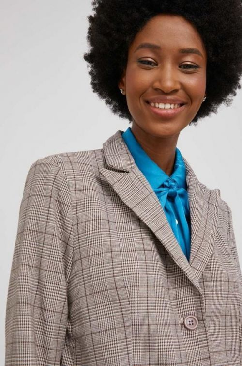 Sako Answear Lab hnedá farba, jednoradová, vzorovaná