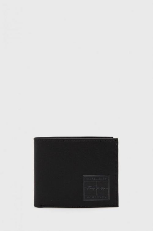 Kožená peňaženka Tommy Hilfiger pánsky, čierna farba