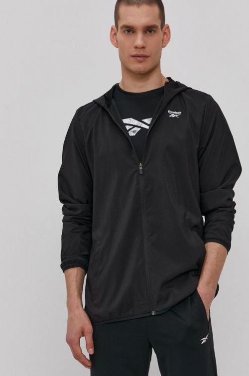 Športová bunda Reebok čierna farba, prechodná,