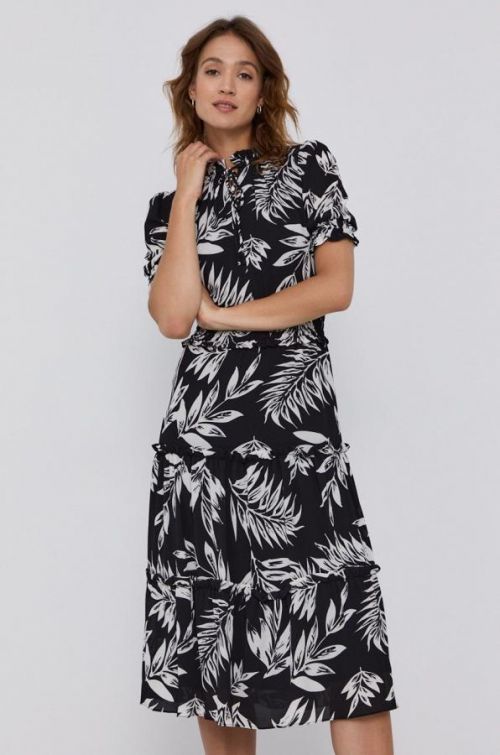 Šaty Lauren Ralph Lauren čierna farba, midi, áčkový strih