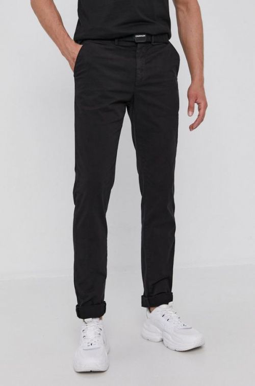 Nohavice Calvin Klein pánske, čierna farba, strih chinos