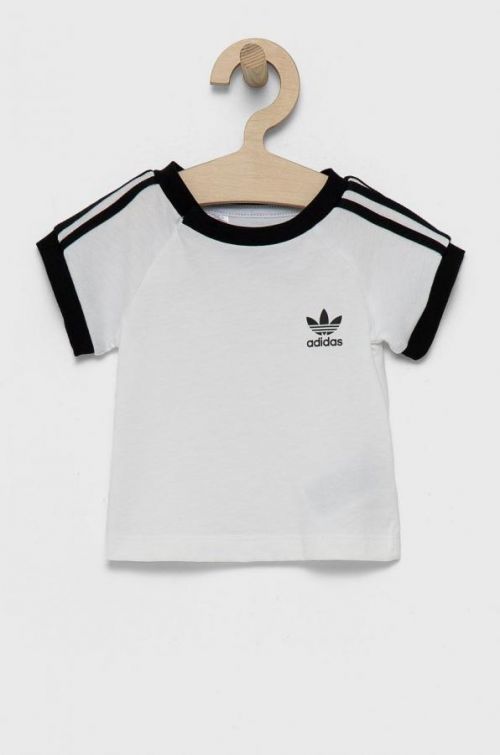 Detské bavlnené tričko adidas Originals biela farba, s nášivkou