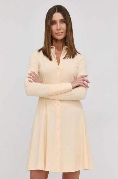 Šaty Patrizia Pepe oranžová farba, mini, áčkový strih