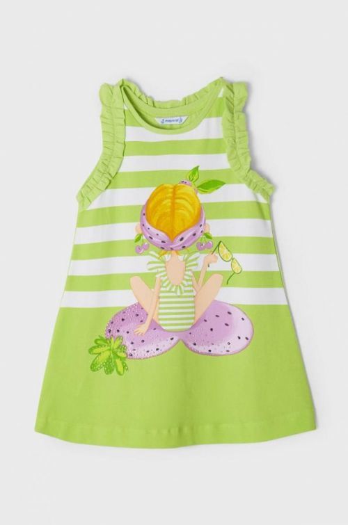 Dievčenské šaty Mayoral zelená farba, mini, áčkový strih