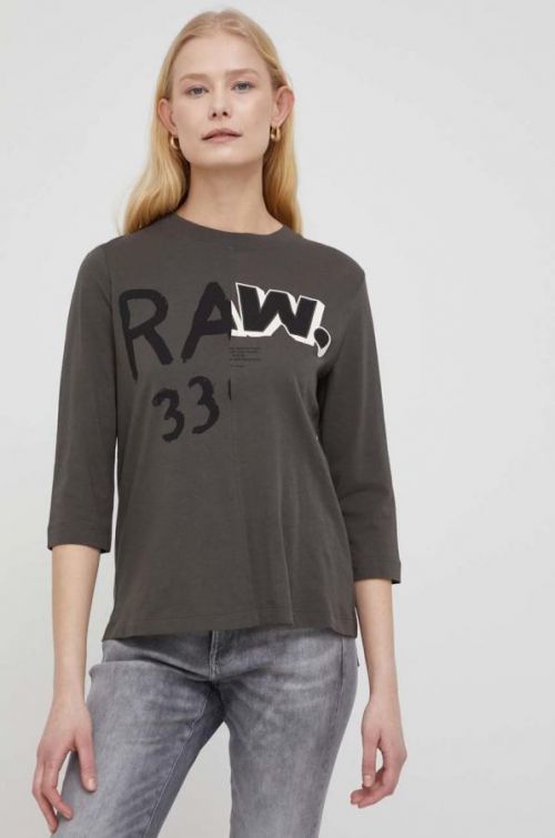 Bavlnené tričko s dlhým rukávom G-Star Raw zelená farba,
