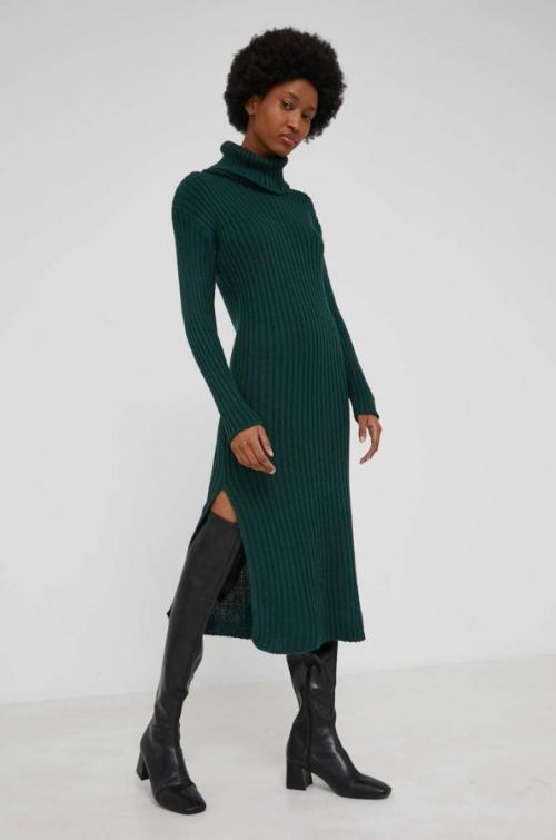 Šaty Answear Lab zelená farba, midi, rovný strih