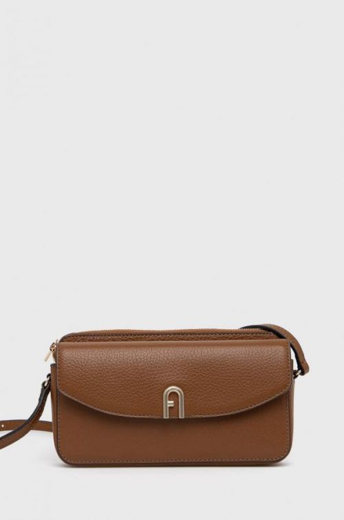 Kožená kabelka Furla hnedá farba